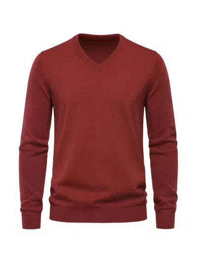 Malo V-neck Light-weight Sweater In Burgundy