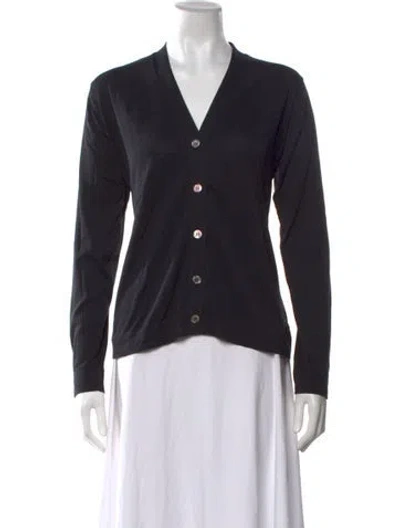 Pre-owned Malo V-neck Long Sleeve Button-up Top In Black