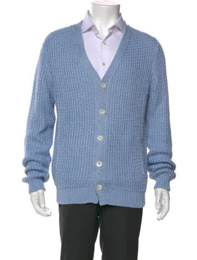 Pre-owned Malo V-neck Long Sleeve Cardigan In Blue