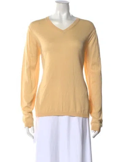 Pre-owned Malo V-neck Long Sleeve Sweatshirt In Yellow