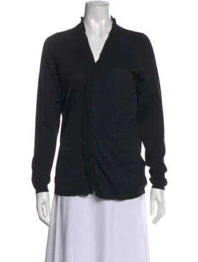 Pre-owned Malo V-neck Long Sleeve Top In Black