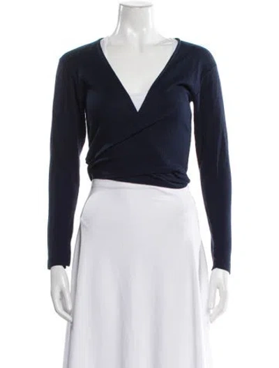 Pre-owned Malo V-neck Long Sleeve Top In Blue