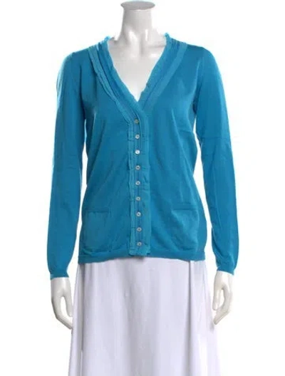 Pre-owned Malo V-neck Long Sleeve Top In Blue