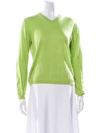 Pre-owned Malo V-neck Long Sleeve Top In Green