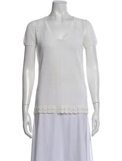 Pre-owned Malo V-neck Short Sleeve Top W/ Tags In Neutral