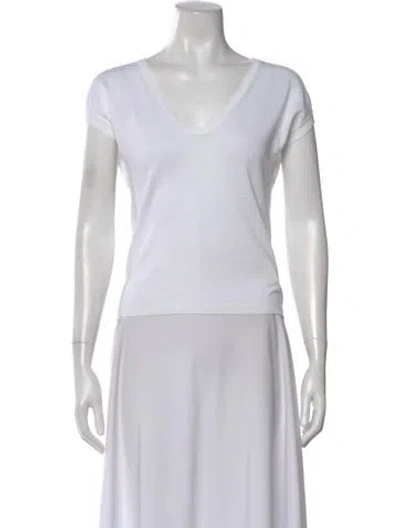 Pre-owned Malo V-neck Short Sleeve T-shirt In White