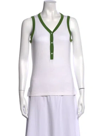 Pre-owned Malo V-neck Sleeveless Polo In White
