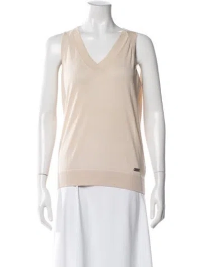 Pre-owned Malo V-neck Sleeveless Top In Neutral