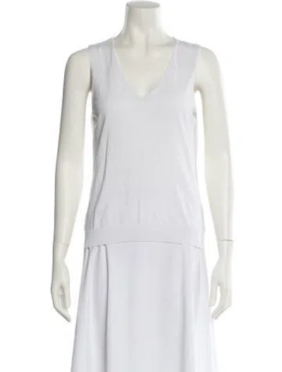 Pre-owned Malo V-neck Sleeveless Top In White