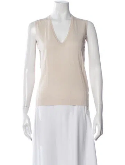 Pre-owned Malo V-neck Sweater In White