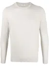 Malo Soft Texture Crewneck Sweater With Ribbed Cuffs In Grey