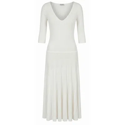 Malo White Cotton Women Dress
