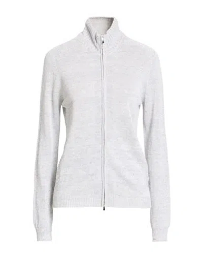 Malo Woman Cardigan Light Grey Size 6 Linen, Cotton In Gray