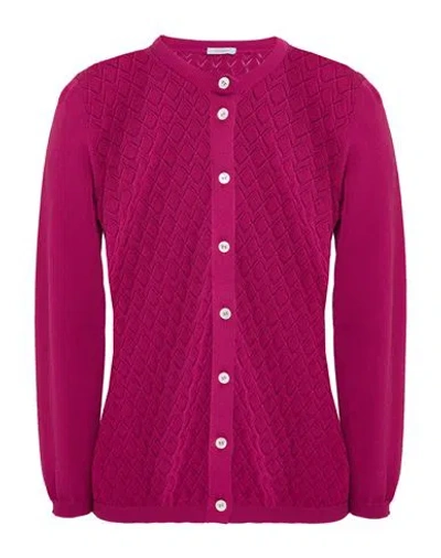 Malo Woman Cardigan Magenta Size 4 Cotton In Pink