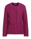 Malo Woman Cardigan Mauve Size 4 Cotton, Polyamide In Purple