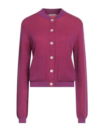 Malo Woman Cardigan Purple Size 4 Silk, Cotton In Red