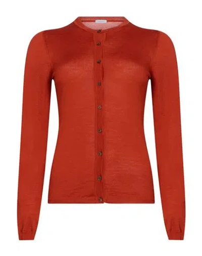 Malo Woman Cardigan Rust Size 4 Cashmere In Brown