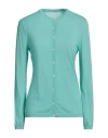 Malo Woman Cardigan Turquoise Size 8 Cotton In Blue