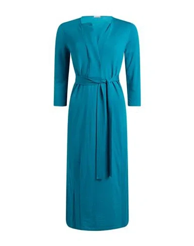 Malo Woman Midi Dress Azure Size 8 Virgin Wool In Blue