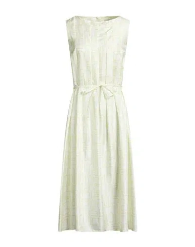 Malo Woman Midi Dress Lime Green Size 12 Silk In White