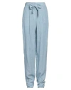 Malo Woman Pants Pastel Blue Size 8 Linen In Blue