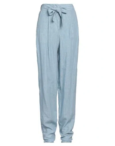 Malo Woman Pants Pastel Blue Size 8 Linen