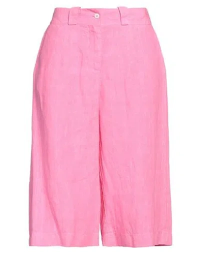 Malo Woman Shorts & Bermuda Shorts Fuchsia Size 2 Linen In Pink