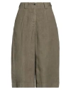 Malo Woman Shorts & Bermuda Shorts Military Green Size 2 Linen In Green