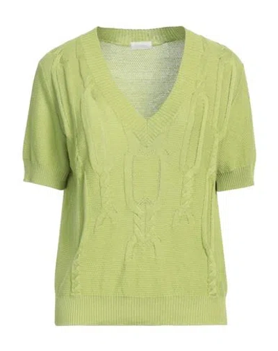 Malo Woman Sweater Lime Green Size 8 Silk, Linen