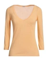 Malo Woman Sweater Apricot Size 4 Cotton In Orange