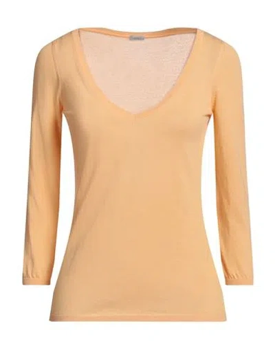 Malo Woman Sweater Apricot Size 4 Cotton In Orange
