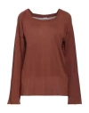 Malo Woman Sweater Brown Size M Cotton In Brown