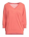 Malo Woman Sweater Coral Size M Cotton In Red