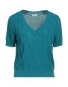 Malo Woman Sweater Deep Teal Size 4 Silk, Linen In Green