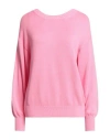 Malo Woman Sweater Fuchsia Size 8 Cotton In Pink