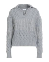 Malo Woman Sweater Grey Size M Cashmere, Polyamide, Alpaca Wool In Gray