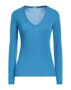 Malo Woman Sweater Light Blue Size 4 Cotton