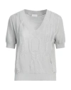 Malo Woman Sweater Light Grey Size 6 Silk, Linen