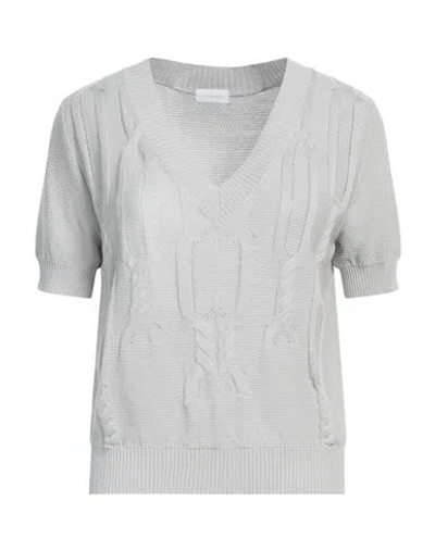 MALO MALO WOMAN SWEATER LIGHT GREY SIZE 6 SILK, LINEN 
