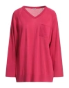 Malo Woman Sweater Magenta Size S Cotton In Magenta