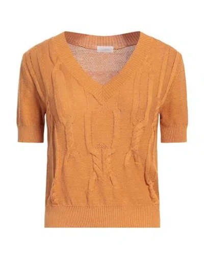 Malo Woman Sweater Mandarin Size 4 Silk, Linen In Mandarin