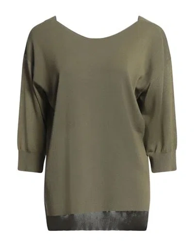 Malo Woman Sweater Military Green Size 6 Viscose, Cotton
