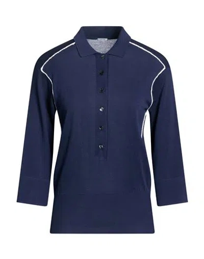 Malo Woman Sweater Navy Size 4 Cotton In Blue