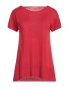 Malo Woman Sweater Red Size 6 Silk, Linen
