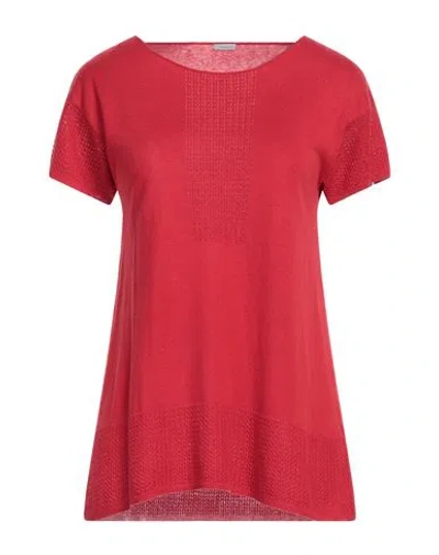 Malo Woman Sweater Red Size 6 Silk, Linen