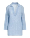 Malo Woman Sweater Sky Blue Size 8 Cashmere, Polyamide