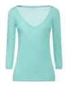 Malo Woman Sweater Turquoise Size 4 Cotton In Blue