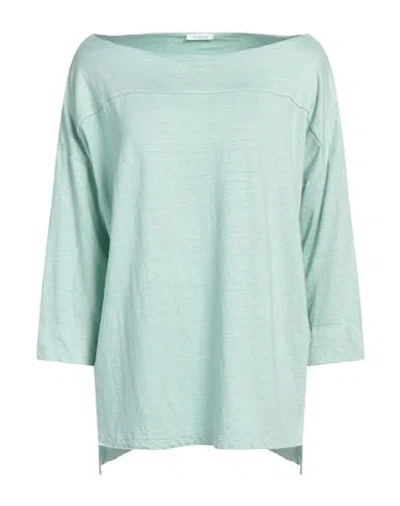 MALO MALO WOMAN T-SHIRT LIGHT GREEN SIZE 6 LINEN, ELASTANE