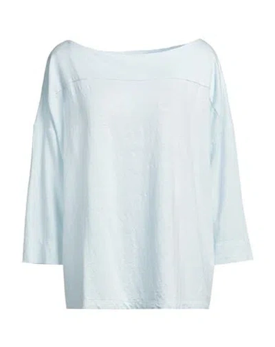 Malo Woman T-shirt Sky Blue Size 8 Linen, Elastane