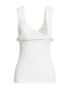 Malo Woman Top Cream Size 8 Linen, Polyamide, Polyurethane In White